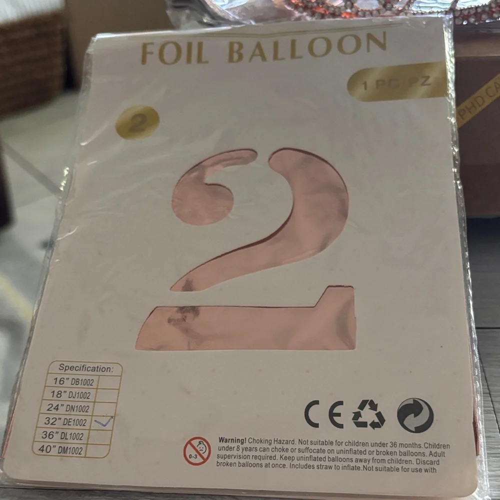 Rose Gold 22nd Birthday Party Number Decorations NIB